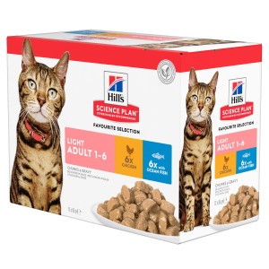 Hill's Adult Light combipack au poulet et poisson pour chat 1 boîte (12 x 85 g)