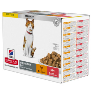 Hill's Adult Sterilised Cat combipack poulet & saumon 85 g 1 boîte (12 x 85 g)