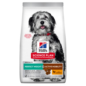 Hill's  Adult Medium Perfect Weight & Active Mobility au poulet pour chien 2 x 2,5 kg