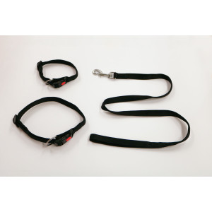 Collier ou laisse en nylon doublé noir Laisse 20 mm x 120 cm
