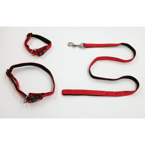 Collier ou laisse en nylon doublé rouge Laisse 20 mm x 120 cm