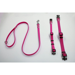 Collier ou laisse Luca en caoutchouc antidérapant fuchsia Collier 20 mm