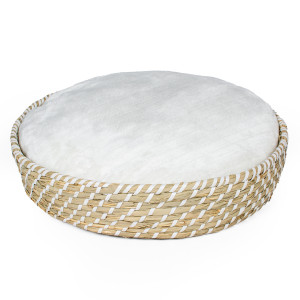 Boho panier rond en osier avec coussin Une pièce