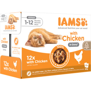 Iams Delights Kitten pâtée au poulet en sauce pour chaton (12x85g) 12 x 85 g