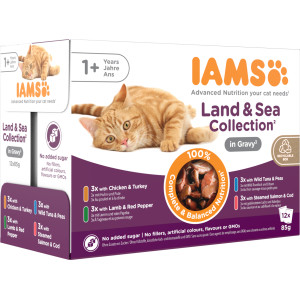 Iams Delights Adult Land & Sea Collection pâtée à la viande en sauce pour chat (12x85g) 24 x 85 g