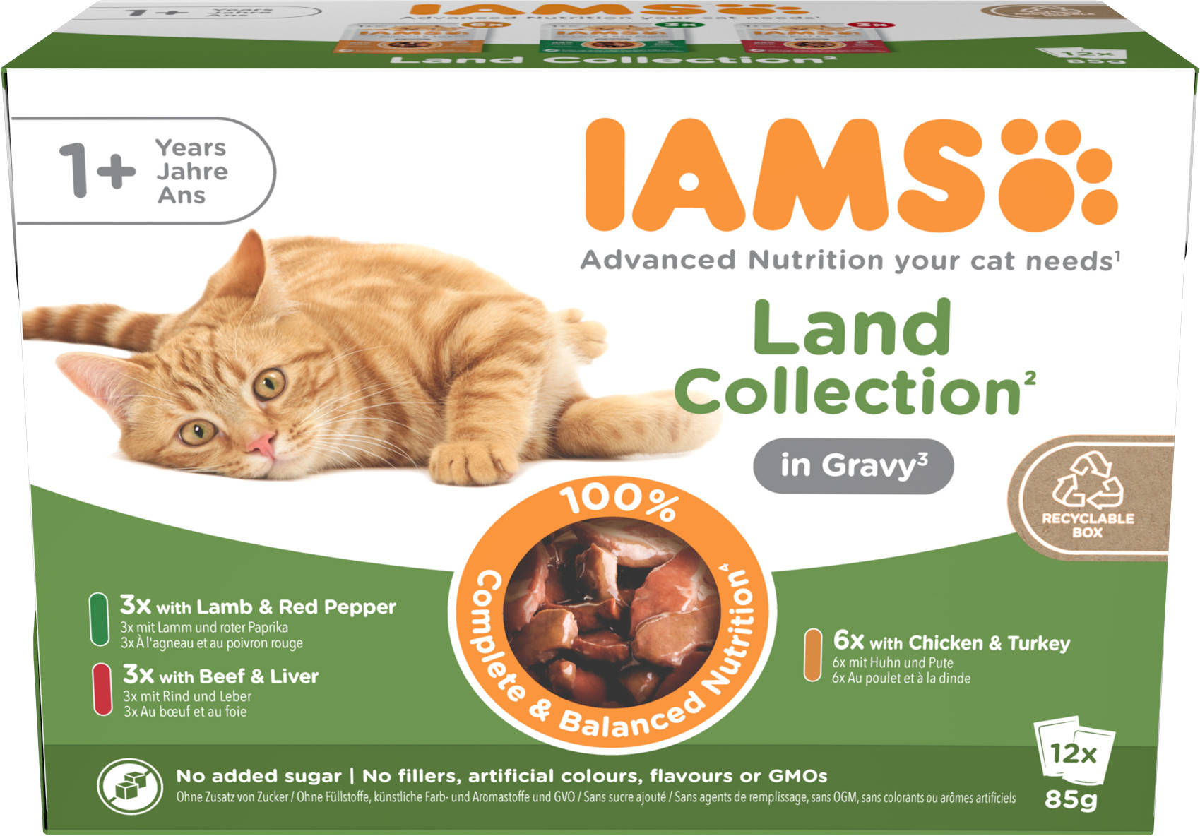 Iams Delights Adult Land Collection in gravy natvoer kat (12x85 g)