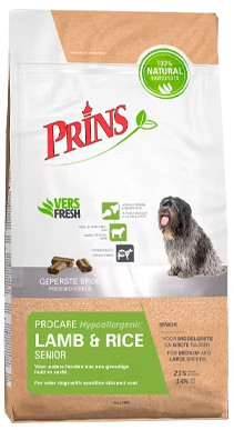 Prins ProCare Hypoallergénique Agneau Riz Senior pour chien