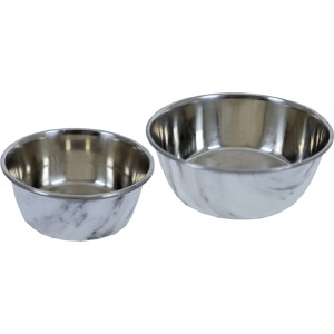 Gamelle en inox avec motif en marbre pour chien et chat 1890 ml