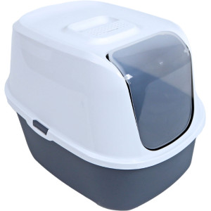 Moderna toilette pour chat Just Eazy en plastique recyclable gris/blanct Une pièce
