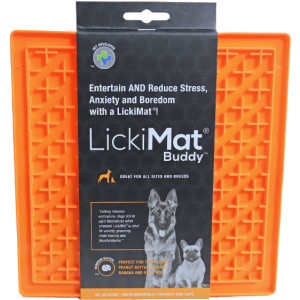 Lickimat tapis à lécher Buddy orange pour chien (20 cm) Une pièce