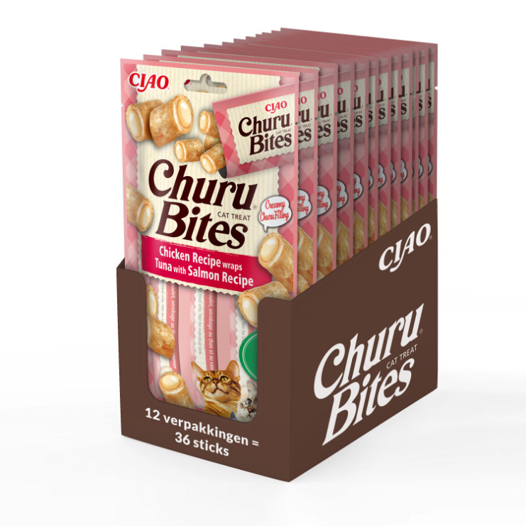 Inaba Ciao Churu Bites kip met tonijn en zalm kattensnack