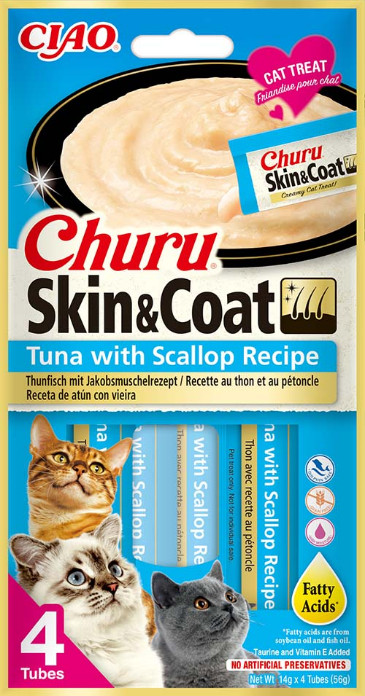Inaba Churu Skin & Coat met tonijn en Sint-jakobsschelp kattensnack