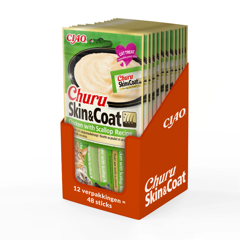 Inaba Churu Skin & Coat met kip en Sint-jakobsschelp kattensnack