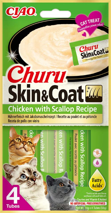 Inaba Churu Skin & Coat met kip en Sint-jakobsschelp kattensnack