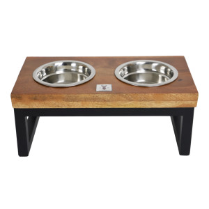 Boony Est 1941 Dinnerset hout met metalen frame voerbakjes hond