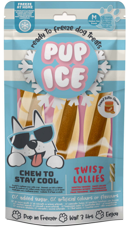 Pup Ice Twist Lollies M met pindakaas hondenijsjes