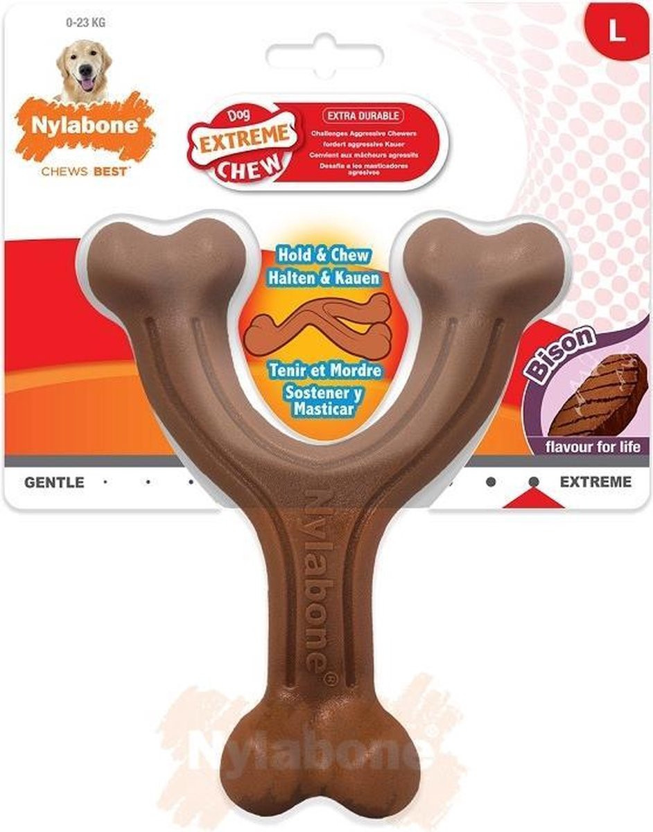 Nylabone Extreme Chew Wishbone nylon kauwspeelgoed hond (bizonsmaak)