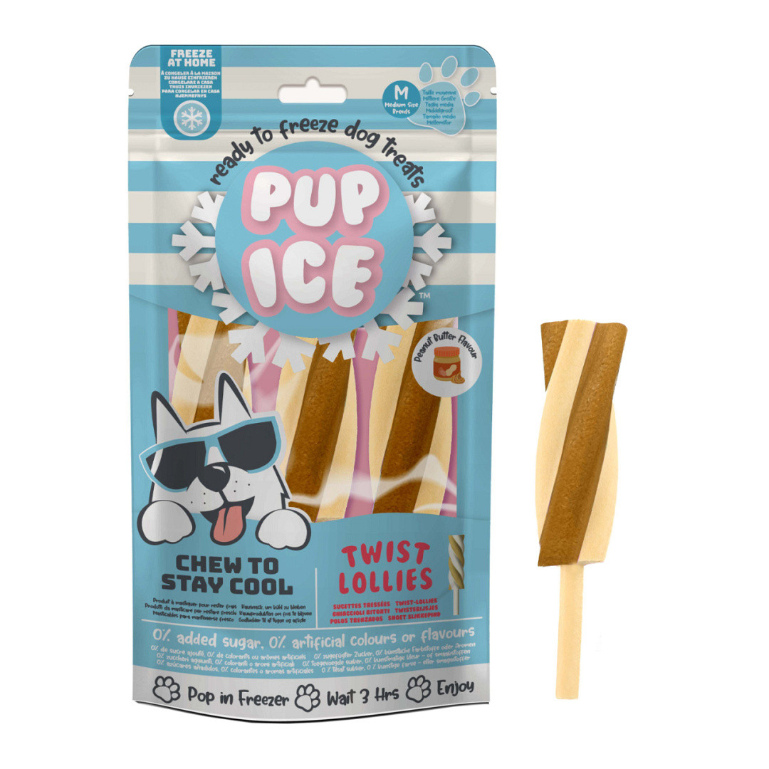 Pup Ice Twist Lollies M met pindakaas hondenijsjes