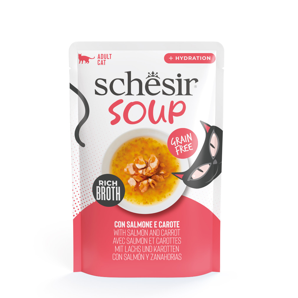 Schesir Cat Soup Wilde roze zalm en wortels Schesir Cat Soup Wilde roze zalm en wortels