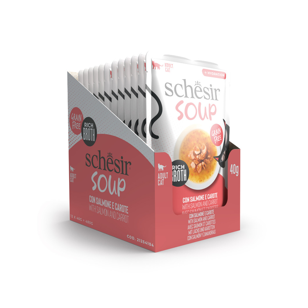 Schesir Cat Soup Wilde roze zalm en wortels Schesir Cat Soup Wilde roze zalm en wortels