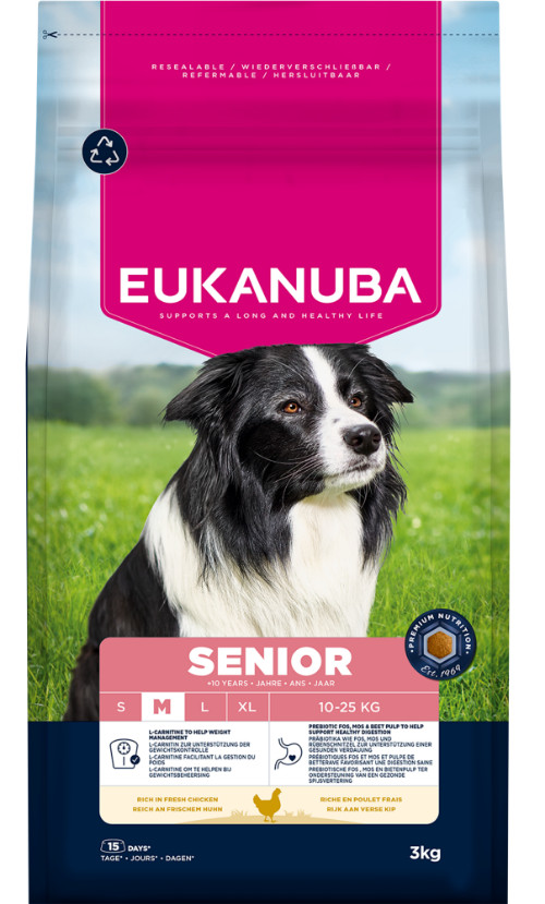 Eukanuba Caring Senior Medium Breed au poulet pour Chien