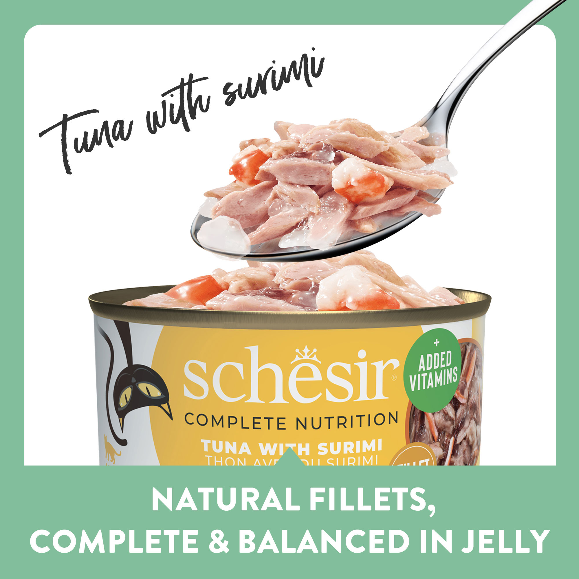 Schesir thon avec surimi (gelée) pâtée pour chat (boîte)