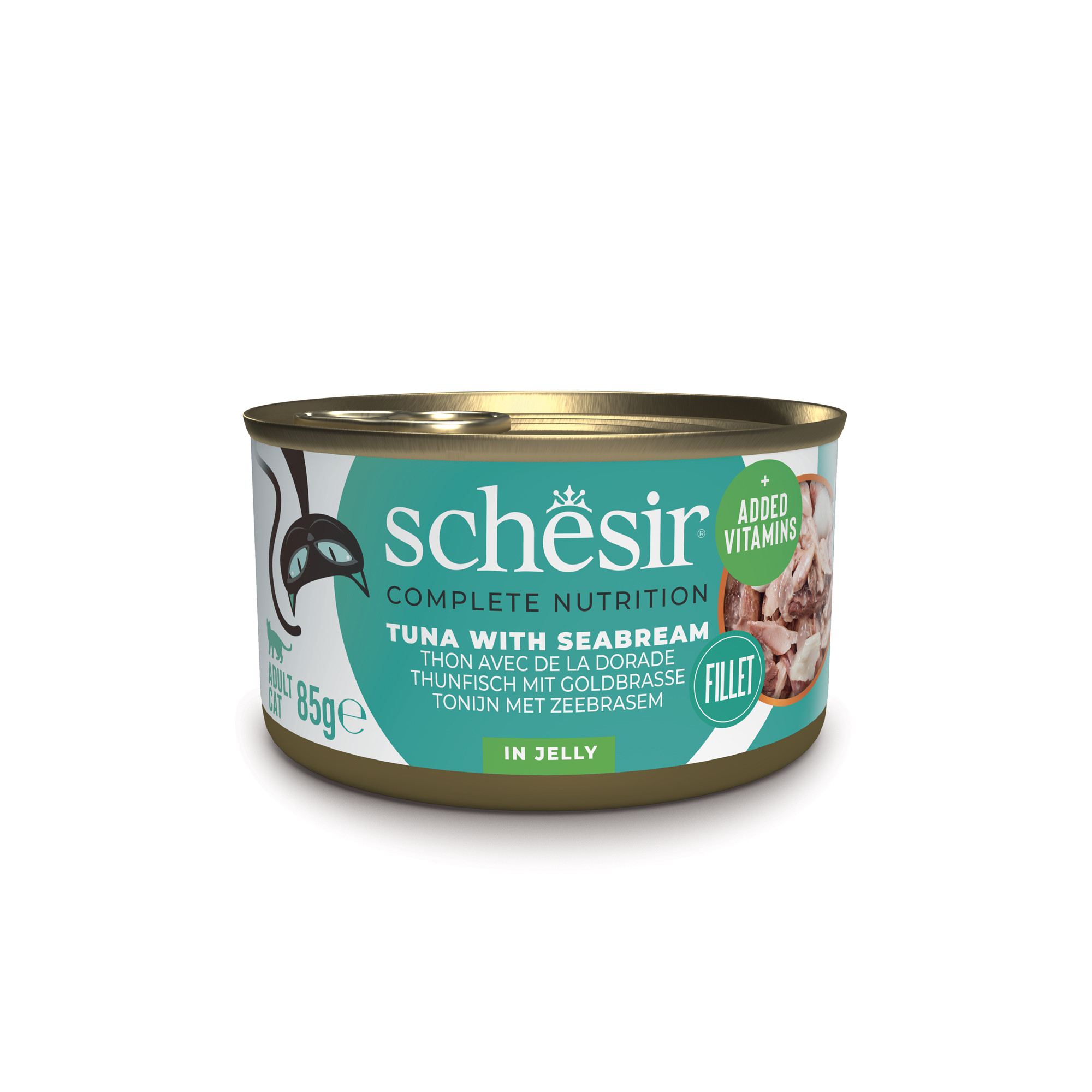 Schesir tonijn met zeebrasem (jelly) natvoer kat (blikjes 85 g)