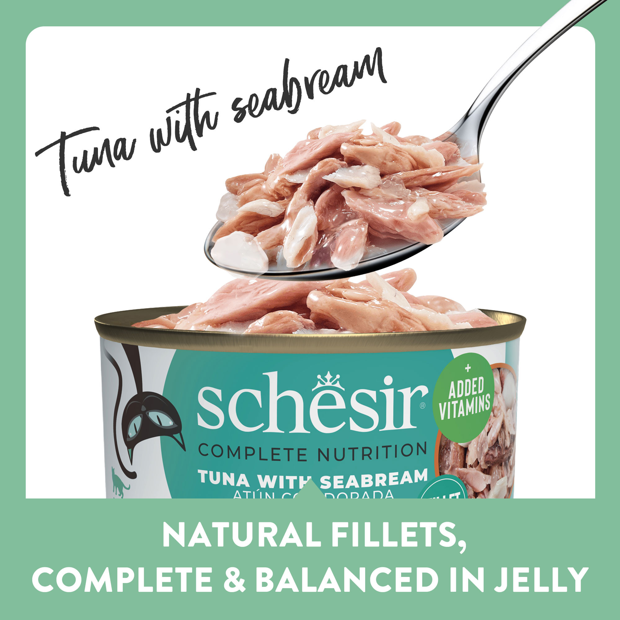 Schesir tonijn met zeebrasem (jelly) natvoer kat (blikjes 85 g)