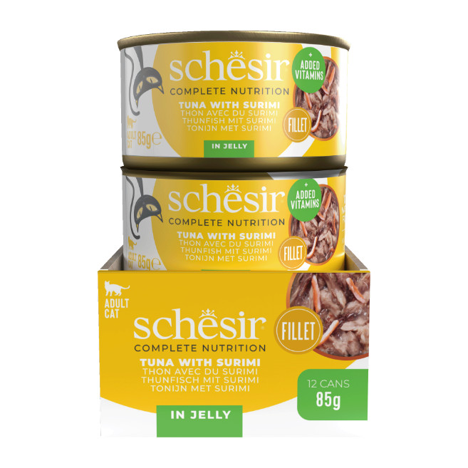 Schesir thon avec surimi (gelée) pâtée pour chat (boîte)