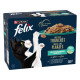 Felix Délices Tranchés Séléction de poissons au saumon, thon, cabillaud, à la plie en gelée pâtée pour chat