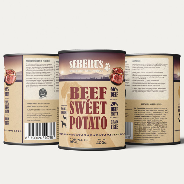 Seberus Beef w/Sweet Potato pâtée sans céréales pour chien