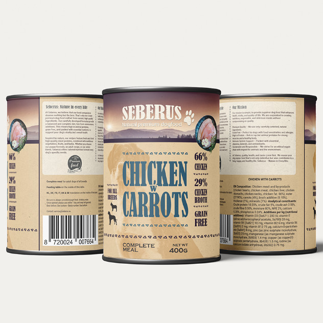 Seberus Chicken w/Carrots pâtée sans céréales pour chien