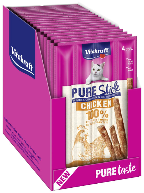 Vitakraft Pure Stick kip kattensnack (4 x 5 g) Vitakraft Pure Stick kip kattensnack (4 x 5 g)