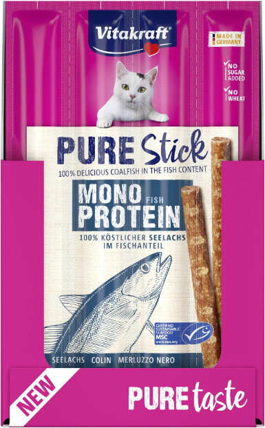 Vitakraft Pure Stick koolvis kattensnack (4 x 5 g) Vitakraft Pure Stick koolvis kattensnack (4 x 5 g)