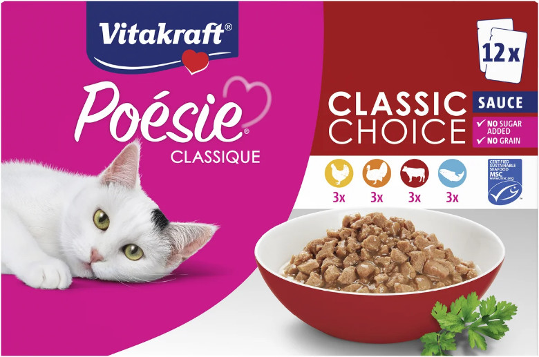 Vitakraft Poésie Classique Classic Choice in saus natvoer kat (12 x 85 g) Vitakraft Poésie Classique Classic Choice in saus natvoer kat (12 x 85 g)