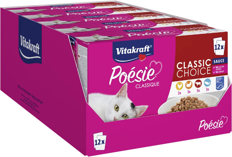 Vitakraft Poésie Classique Classic Choice in saus natvoer kat (12 x 85 g) Vitakraft Poésie Classique Classic Choice in saus natvoer kat (12 x 85 g)