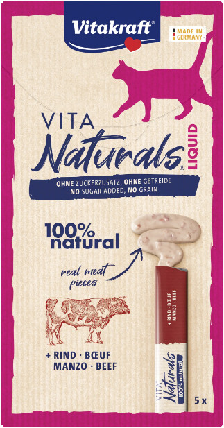 Vitakraft Vita Naturals Liquid kattensnack met rund (5 st.) Vitakraft Vita Naturals Liquid kattensnack met rund (5 st.)