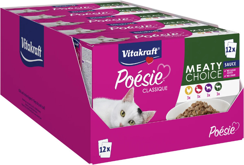 Vitakraft Poésie Classique Meaty Choice in saus natvoer kat (12 x 85 g) Vitakraft Poésie Classique Meaty Choice in saus natvoer kat (12 x 85 g)