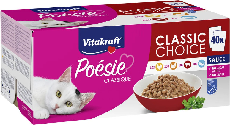 Vitakraft Poésie Classique Classic Choice in saus natvoer kat big pack (40 x 85 g) Vitakraft Poésie Classique Classic Choice in saus natvoer kat big pack (40 x 85 g)