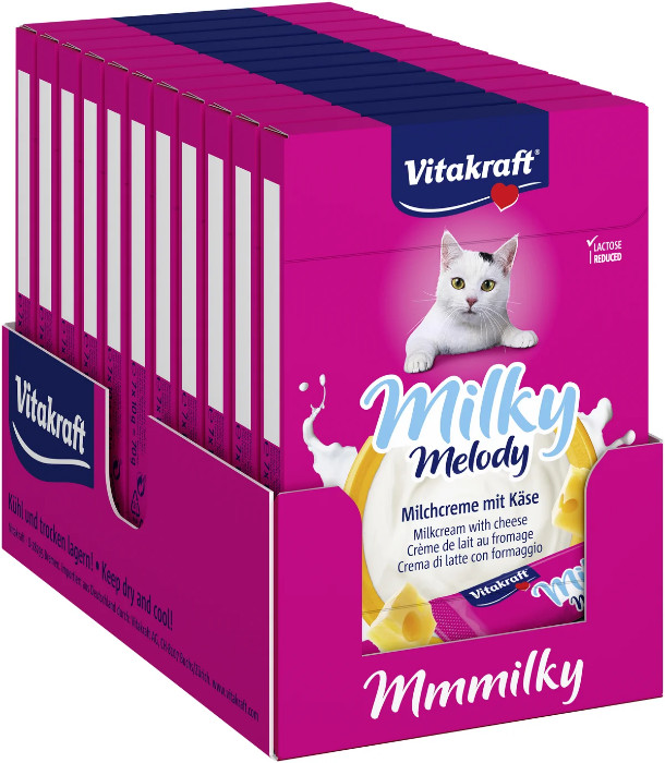 Vitakraft Milky Melody melkcrème met kaas kattensnack (7 x 10 g) Vitakraft Milky Melody melkcrème met kaas kattensnack (7 x 10 g)