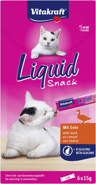 Vitakraft Liquid Snacks au canard pour chat (6 x 15g)