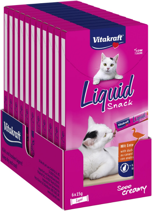 Vitakraft Liquid Snacks au canard pour chat (6 x 15g)