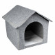 Gilly maison grise pour chat (pliable, avec coussin)