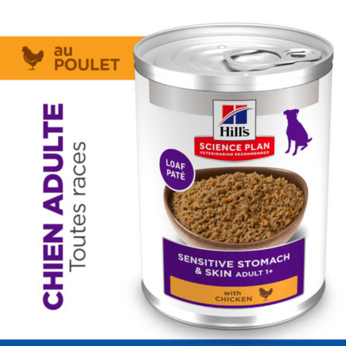 Hill's Adult Sensitive Stomach & Skin nat hondenvoer met kip blik