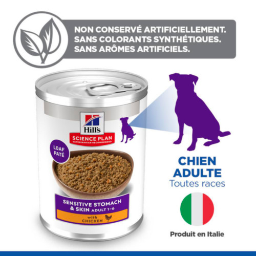 Hill's Adult Sensitive Stomach & Skin nat hondenvoer met kip blik