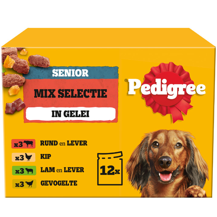 Pedigree Senior Mix Selectie in gelei multipack natvoer hond maaltijdzakjes