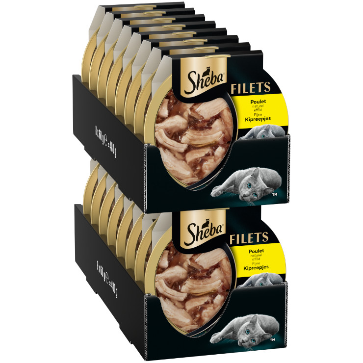 Sheba Filets kipreepjes in saus natvoer kat (kuipjes 60 g)