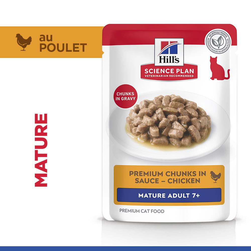 Hill's Mature Adult 7+ nat kattenvoer met kip maaltijdzakje multipack