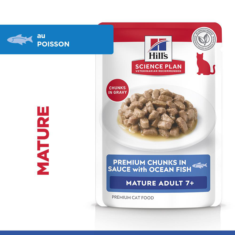 Hill's Mature Adult 7+ nat kattenvoer met zeevis maaltijdzakje multipack