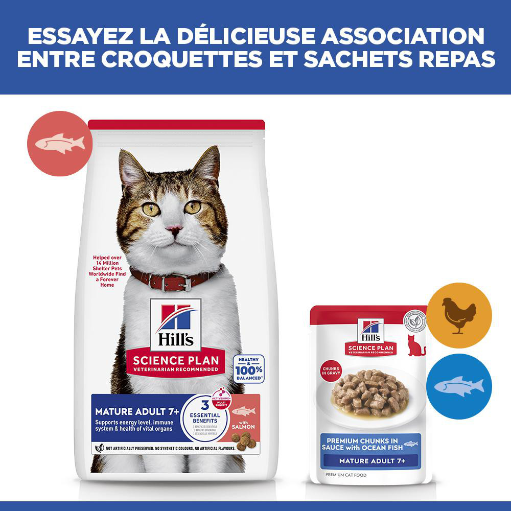 Hill's Mature Adult 7+ nat kattenvoer met zeevis maaltijdzakje multipack